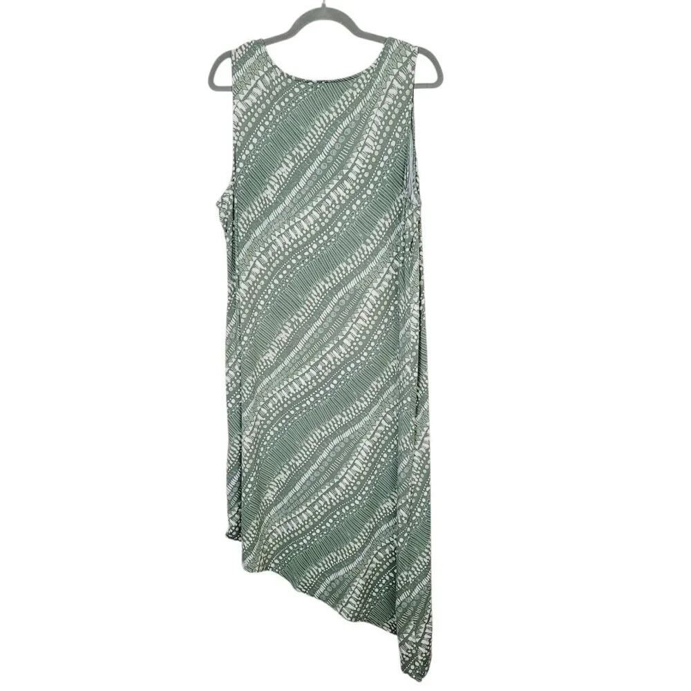 Chico's Assymetrical Midi Dress Size 3 Women's XL Green Lounge Wear Comfort